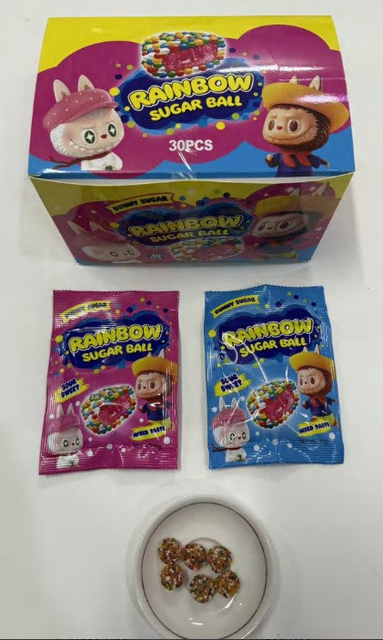 Rainbow Sugar Ball Candy — Wholesale | 2 Flavours | 30pcs Display Box