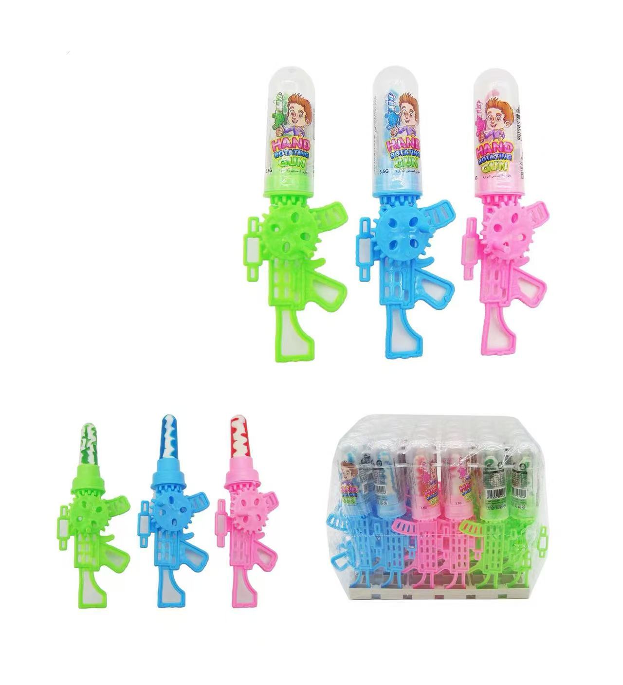 Rotating Toy Gun Lollipop Candy