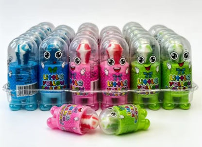 Wholesale Little Yellow Man Diamond Nipple Candy Lollipop with Sour Powder
