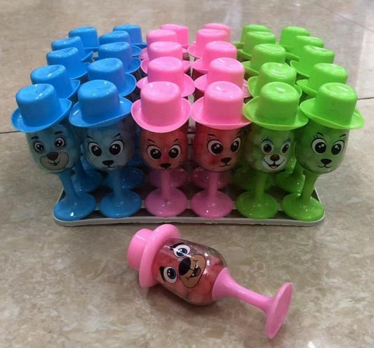 Multi-Colored Fruity Pearl Hard Candy in Hat Dog Cup with Cartoon Shape