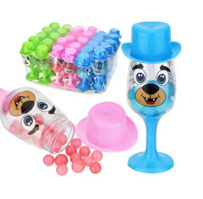 Multi-Colored Fruity Pearl Hard Candy in Hat Dog Cup with Cartoon Shape