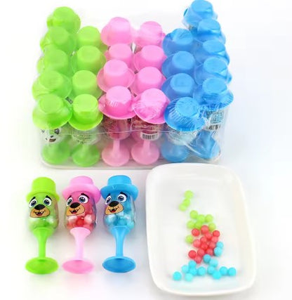 Multi-Colored Fruity Pearl Hard Candy in Hat Dog Cup with Cartoon Shape