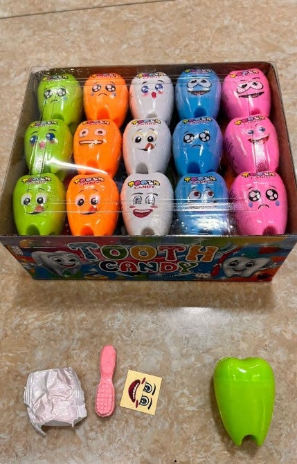 HAPPYDAY FUNNY TOOTH SHAPE TOY WITH PRESS CANDY TATTOO FRUIT FALVOR