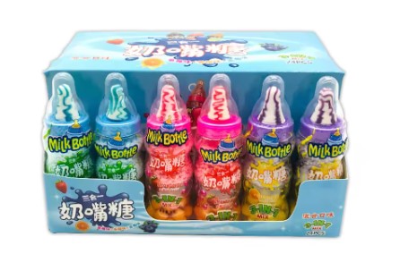 Good Quality Feeding Bottle 3 in 1 Fruit Flavor Hard Candy Colorful Puffed Candy