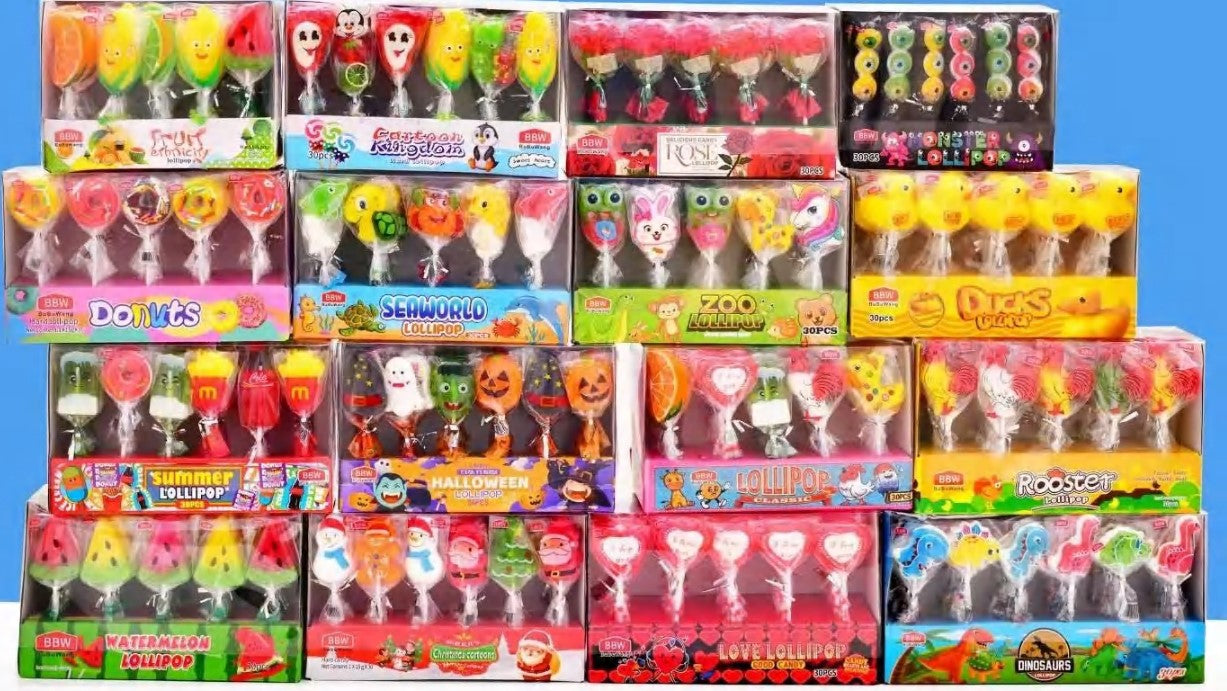 Hot Selling Fruity Flavor Hard Stick Lollipop Candy with Filling High Quality Custom Box Packaging for Wholesale