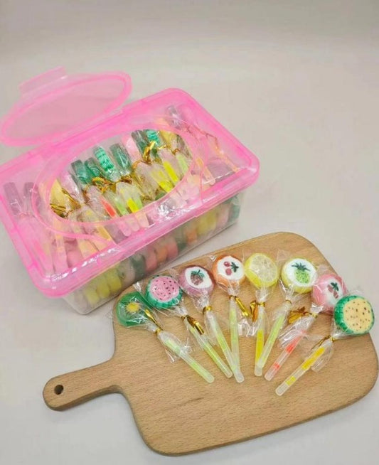 Handmade Creative Candy Gifts Mixed Flavor Fruity Sweet Hard Texture Fruit Sliced Lollipops Various Colors