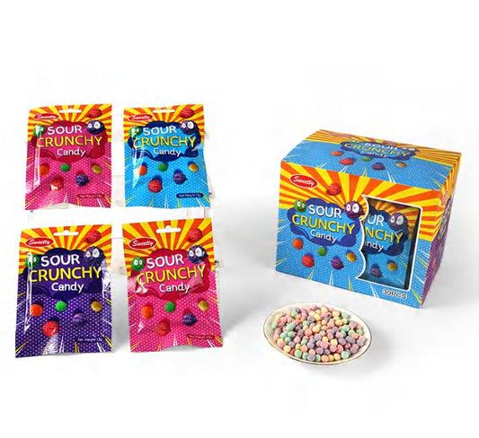 Sour Crunchy Candy — Wholesale | 4 Flavours | 10g × 30pcs × 20 Box