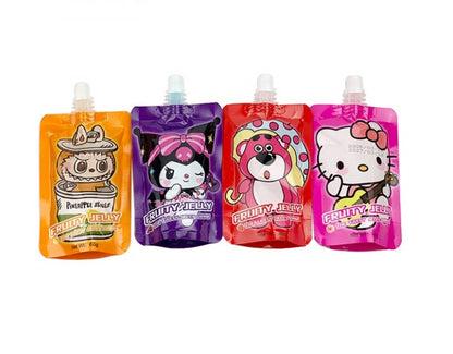 80ml High Quality Mix Fruity Jelly Pudding Sweet Taste 4 Flavors Cartoon Design Juice Drink in Spout Pouch