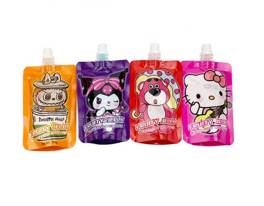 80ml High Quality Mix Fruity Jelly Pudding Sweet Taste 4 Flavors Cartoon Design Juice Drink in Spout Pouch