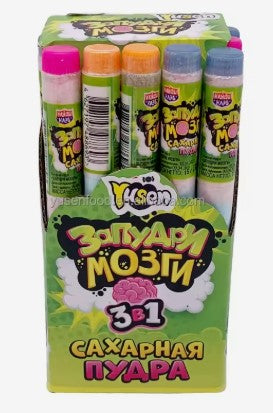 Mixed Fruity Flavors 3-in-1 Sour Powder Tube Candy Sweet Acidic Taste Cartoon Ball Pattern Test Tube Box include Sugar Fruit