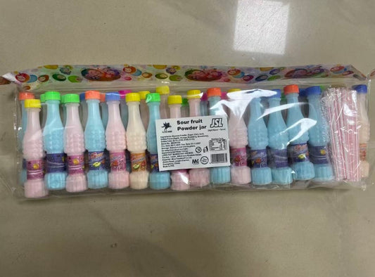 OEM Bottle Shaped Super Sour Fruit Flavor Powder Candy Colorful Assorted Bag Pack Bulk Wholesale Private Label