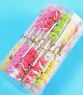 Fruity Fruits Jelly Ball Soft Candy Lollipop Candy Snacks Mixed Fruit Flavor Fudge Gummy Candies