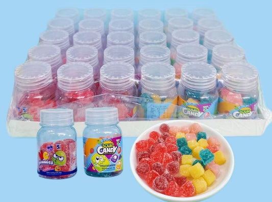 Hot Sale Packing Candied Fruit Mixed Fruit Flavor Jelly Bean Candy with Small Bottle