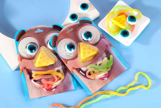 Halal Gummi Cute Mini Eyeball Tooth Monster Shape Soft Gummy Candy Fruit Flavor